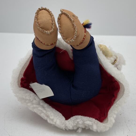 Vintage Wooden Santa Claus Figurine Leather Gloves Boots Misako Made in Finland - Picture 5 of 14